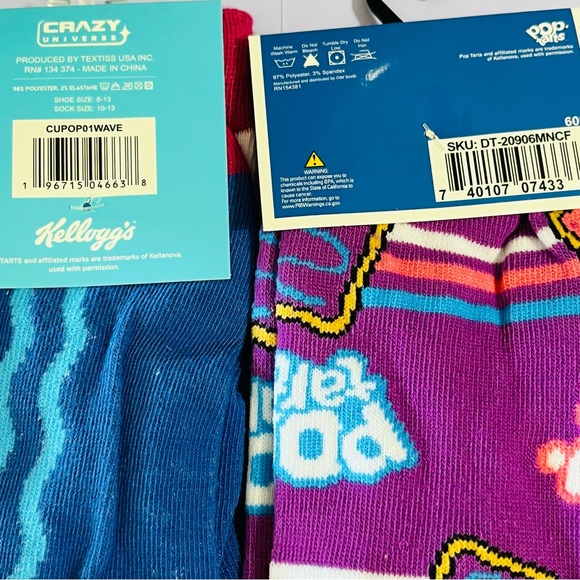Kelloggs Pop Tarts 2 Pairs Graphic Stretch Crew Socks Adult One Size NWT - Picture 6 of 6
